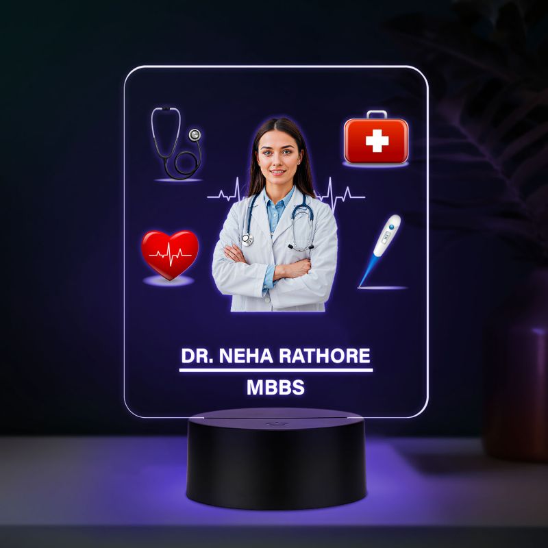 Personalized Doctor LED Night Lamp, Birthday Gift for Doctor Thankyou Gift for Doctor & Nurse Medical Student Gift Automatic Color Changing Light